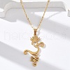 304 Stainless Steel Hollow Cut Yoga Om Lotus Flower Pendant Necklaces NJEW-Z073-02G-05-1