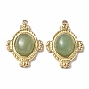 PVD Vacuum Plating 201 Stainless Steel Natural Green Aventurine Pendants STAS-C064-VC879-2
