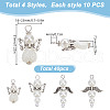 40Pcs 4 Styles Wing Alloy Pendants PALLOY-HY00034-2
