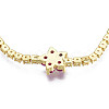 Cubic Zirconia Classic Tennis Necklace with Flower Links NJEW-N048-01E-4
