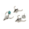 Synthetic Turquoise & Cattle Alloy Pendant Studs Earrings Sets SJEW-K002-01-2