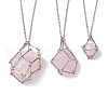 3 Pcs 201 Stainless Steel Crystal Stone Cage Pendant Necklaces NJEW-JN04750-2