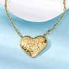 304 Stainless Steel Textured Heart Pendant Cable Chain Necklaces NJEW-U026-10G-3