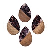 Transparent Resin & Walnut Wood Big Pendants RESI-T058-05B-1