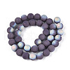Frosted Opaque Glass Beads Strands GLAA-T032-P10mm-MBB15-2