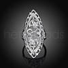 Classic Silver Plated Brass Filigree Flower Finger Rings for Lady RJEW-BB00730-7-2