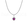 925 Sterling Silver Pave Cubic Zirconia Birthstone Heart Pendant Necklaces for Women EE9411-5-2