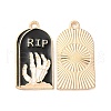 Light Gold Plated Alloy Enamel Pendants ENAM-L040-005KCG-01-1