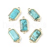 Dyed Natural Howlite Faceted Rectangle Connector Charms G-H323-04G-02-1