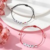 2Pcs 2 Color Hear Love Acrylic Braided Bead Bracelets Set BJEW-JB09849-3