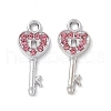 Alloy Light Rose Rhinestone Pendants ALRI-K049-10B-1