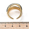 Rack Plating Brass Multi Line Open Cuff Ring RJEW-C065-01G-5