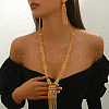 Luxurious Elegant Zinc Alloy Middle Eastern Style Leaf Tassel Earrings & Necklaces Set TI4376-2