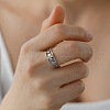 Non-Tarnish 304 Stainless Steel Clover Open Cuff Ring RJEW-F149-04P-4