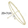 Heart & Letter Brass Crystal Rhinestone Charm Double Layer Anklets FS-WG6749C-17-1