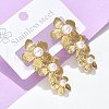 304 Stainless Steel & ABS Plastic Imitation Pearl 3 Flowers Stud Earrings EJEW-S253-21G-1