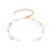 304 Stainless Steel & Brass Clear Cubic Zirconia Flat Round Link Chain Bracelet Making AJEW-JB01341-2