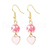 3 Pairs 3 Style Pink Alloy Enamel Charms & Resin Beads Dangle Earrings EJEW-JE05030-02-4