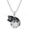 Alloy Rhinestone Black Cat Pendant Necklaces for Women FS-WG73583-03-2