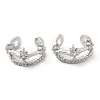 Rack Plating Brass Micro Pave Cubic Zirconia Star Cuff Earrings EJEW-E290-11P-1