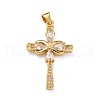 Brass Micro Pave Clear Cubic Zirconia Pendants ZIRC-A021-14G-1