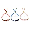 3Pcs 3 Styles 6mm Round Dyed Natural Lapis Lazuli & Yellow Jade & Black Onyx Bead Slider Bracelet Sets BJEW-MZ00062-1