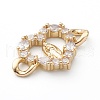 Brass Micro Pave Clear Cubic Zirconia Links Connectors ZIRC-Z014-04G-1