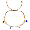 Mother's Day Jewellery Handmade Pearl and Glass Beaded Heart Charm Bracelet for Women with Unique Flat Eyes Design ST6147606-1
