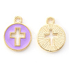 Light Gold Plated Alloy Enamel Pendants ENAM-R136-18C-2