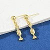 Heart & Leaf & Candy Brass Dangle Stud Earrings EJEW-Z115-03G-3