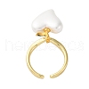 Brass Enamel Open Cuff Rings for Women RJEW-U057-21G-5