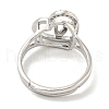 Heart with Letter Rack Plating Brass Micro Pave Cubic Zirconia Adjustable Rings for Women RJEW-I105-06P-V-3