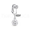 304 Stainless Steel Pave Clear Cubic Zirconia Clip on Belly Rings FS-WGD716D-01-1