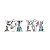 Synthetic Turquoise & Alloy Pendants PALLOY-H146-01AS-M-1