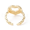 Clear Cubic Zirconia Heart Cuff Ring KK-D067-31G-RS-3