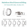 Yilisi 6Pcs 6 Style 202 & 304 Stainless Steel Grooved Finger Ring for Men Women RJEW-YS0001-01-13