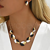 3 Tone Leaf Alloy Enamel Bib Necklace & Stud Earring FS-WG7DDB7-02-1