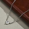304 Stainless Steel Crystal Cubic Zirconia Triangle Pendant Necklaces for Women NJEW-Z064-02P-3