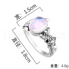 Oval & Flower Zinc Alloy with Natural Moonstone Finger Rings for Women FS-WG00FFC-04-2