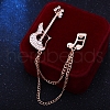 Guitar Musical Note Alloy Crystal Rhinestone Hanging Chain Brooch PW-WG75C60-01-1