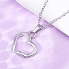 Hollow Heart 304 Stainless Steel Pendant Necklaces NJEW-H059-16P-2