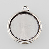 Tibetan Style Alloy Flat Round Pendant Cabochon Settings TIBEP-M022-31AS-1