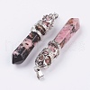 Natural Rhodonite Big Pointed Pendants G-G738-A-18-2