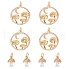 SUNNYCLUE 8Pcs 2 Style Autumn Theme Brass Micro Pave Clear Cubic Zirconia Pendants ZIRC-SC0001-26-1