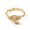 Elephant Brass Micro Pave Cubic Zirconia Cuff Rings RJEW-P088-02G-2