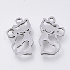 Tarnish Resistant 201 Stainless Steel Kitten Pendants STAS-S110-048P-1