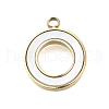 304 Stainless Steel Pave Natural White Shell Ring Charms STAS-R159-18G-1
