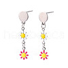 Flower Enamel Long Dangle Stud Earrings EJEW-N049-02A-2