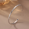 925 Sterling Silver Cuff Bangles for Women BJEW-A037-01P-1
