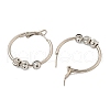 201 Stainless Steel Beaded Hoop Earrings with 304 Stainless Steel Pin for Women EJEW-F280-25P-2